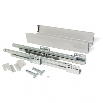 Kit cajón de cocina Vantage-Q, altura 83 mm, prof. 500 mm, cierre suave, Acero, Gris metalizado