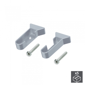 Soporte para barra de armario, Plástico, Gris metalizado, 5 ud.