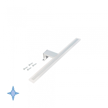 Aplique LED para espejo de baño, 300 mm, IP44, Luz blanca fría, Aluminio y plástico, Cromado