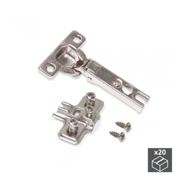 Bisagra de cazoleta, D. 26 mm, recta, apertura 95º, suplemento Euro, 20 ud.