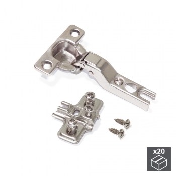 Bisagra de cazoleta, D. 26 mm, codo, apertura 95º, suplemento Euro, 20 ud.