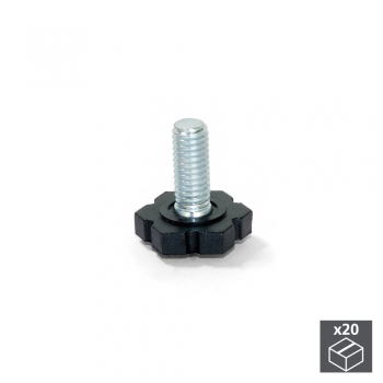 Pie nivelador para mueble, base hexagonal, M6, altura 20 mm, Acero y plástico, 20 ud.
