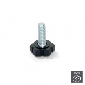 Pie nivelador para mueble, base hexagonal, M6, altura 25 mm, Acero y plástico, 20 ud.