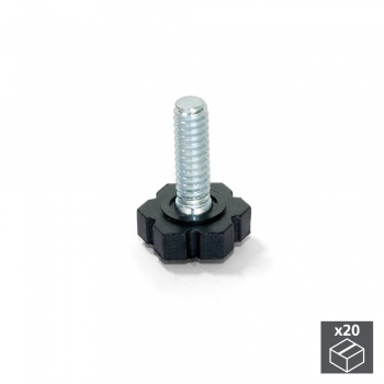 Pie nivelador para mueble, base hexagonal, M6, altura 30 mm, Acero y plástico, 20 ud.