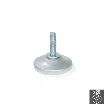 Pie nivelador para mueble, base circular, M6, D. 35 mm, altura 34 mm, Acero y plástico, 20 ud.
