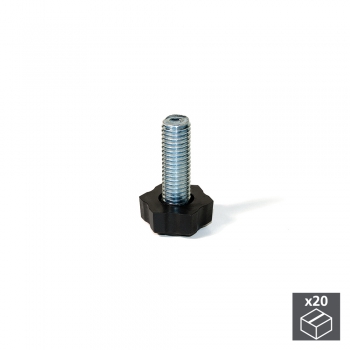 Pie nivelador para mueble, base hexagonal, M8, altura 38 mm, Acero y plástico, 20 ud.