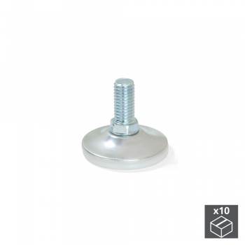 Pie nivelador para mueble, base circular, M10, D. 43 mm, altura 37 mm, Acero y plástico, 10 ud.