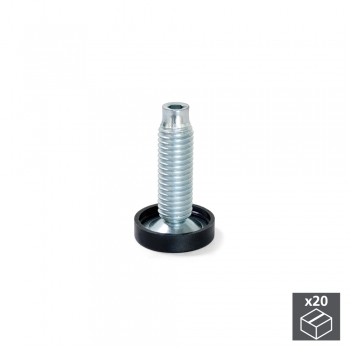 Pie nivelador para mueble, regulación interior, M10, D. 23 mm, altura 38 mm, Acero y plástico, 20 ud.