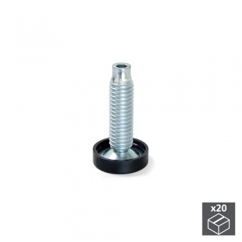 Pie nivelador para mueble, regulación interior, M10, D. 23 mm, altura 46 mm, Acero y plástico, 20 ud.