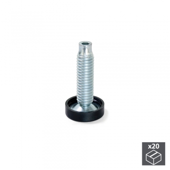 Pie nivelador para mueble, regulación interior, M10, D. 23 mm, altura 61 mm, Acero y plástico, 20 ud.