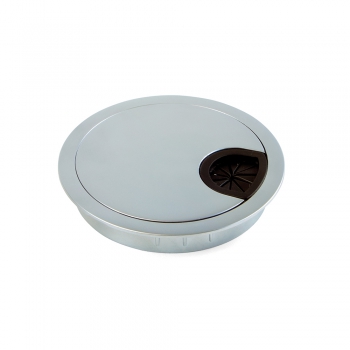 Tapa pasacables circular, D. 80 mm, para encastrar, Zamak, Cromado mate
