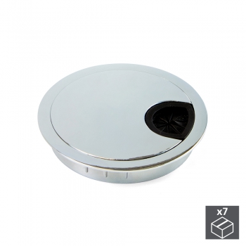 Tapa pasacables circular, D. 80 mm, para encastrar, Zamak, Cromado, 7 ud.