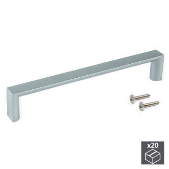 Tiradores para mueble, intereje 160 mm, Zamak, Gris metalizado, 20 ud.