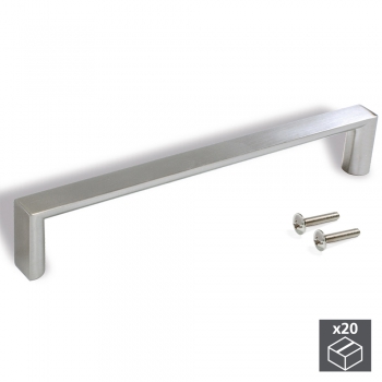 Tiradores para mueble, intereje 160 mm, Zamak, Niquel satinado, 20 ud.