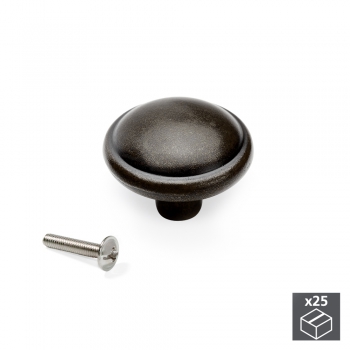 Pomo para mueble, D. 32 mm, Zamak, Negro, 25 ud.