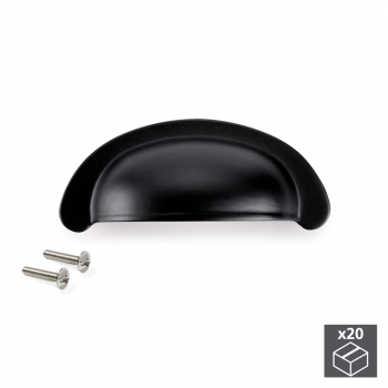 Tiradores para mueble, intereje 64 mm, Zamak, Negro, 20 ud.