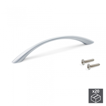 Tiradores para mueble , intereje 128 mm, Zamak, Gris metalizado, 20 ud.