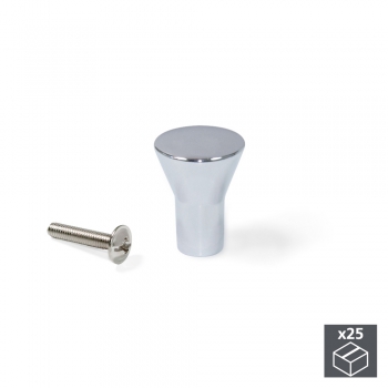 Pomo para mueble, D. 16 mm, Zamak, Cromado, 25 ud.