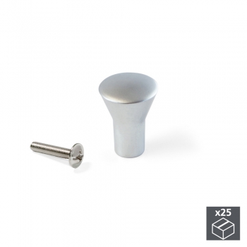 Pomo para mueble, D. 16 mm, Zamak, Cromado mate, 25 ud.