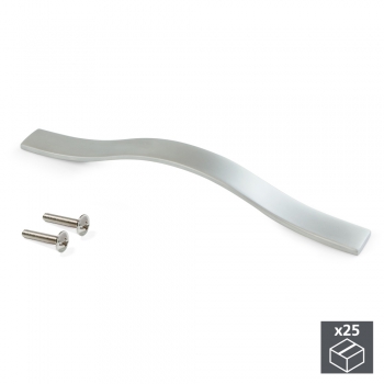 Tiradores para mueble, intereje 128 mm, Zamak, Cromado mate, 25 ud.