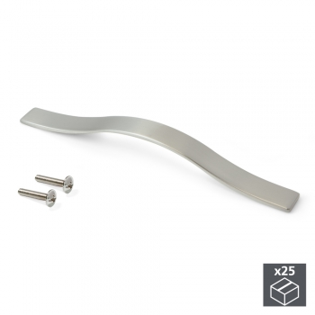 Tiradores para mueble, intereje 128 mm, Zamak, Niquel satinado, 25 ud.
