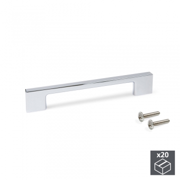 Tiradores para mueble, intereje 128 mm, Zamak, Cromado, 20 ud.