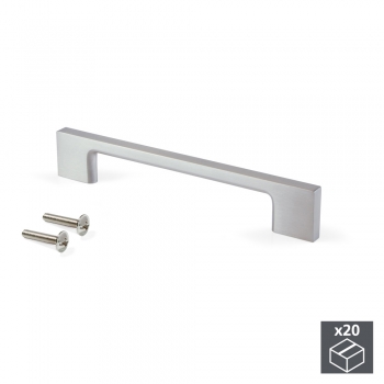 Tiradores para mueble, intereje 160 mm, Zamak, Niquel satinado, 20 ud.