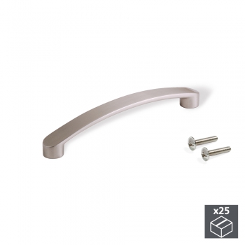 Tiradores para mueble, intereje 160 mm, Zamak, Niquel satinado, 25 ud.
