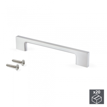 Tiradores para mueble, intereje 128 mm, Zamak, Gris metalizado, 20 ud.