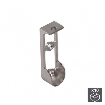 Soporte para barra de armario, montaje superior, Zamak, Gris metalizado, 10 ud.
