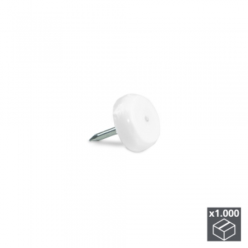 Deslizantes para muebles, con punta, D. 14,5 mm, Acero y plástico, Blanco, 1.000 ud.