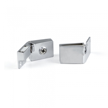 Juego de bisagras para puerta de cristal, canto interior, 4-5 mm espesor, Zamak, Cromado mate