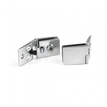 Juego de bisagras para puerta de cristal, central, 4-5 mm espesor, Zamak, Cromado mate