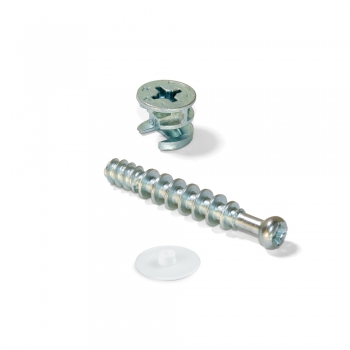 Excéntrica + perno, D.15 mm, tablero 13 mm, Zamak y Acero, Blanco, 20 ud.