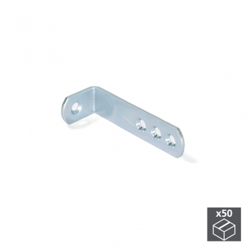 Escuadra de unión para muebles, 70 x 22,5 mm, 4 agujeros, Acero, Cincado, 50 ud.
