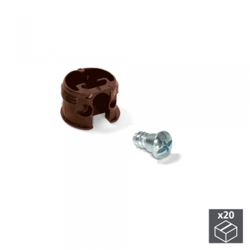 Enganche de unión para estantes, D. 20 mm, 13 mm, + Pernos D. 4,2 mm, Plástico y acero, Marrón, 20 ud.