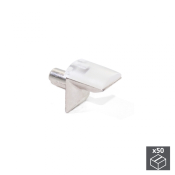 Soporte para estante de cristal, D. 5 mm, Plástico y zamak, Niquelado, 50 ud.