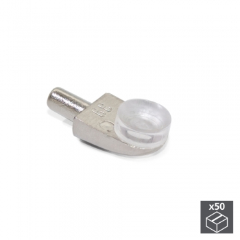 Soporte para estante de cristal, D. 5 mm, Plástico y zamak, Niquelado, 50 ud.