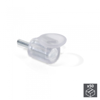 Soporte para estantes de cristal, D. 5 mm, Acero y plástico, Transparente, 50 ud.
