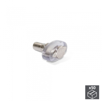 Soporte para estante de cristal, D. 5 mm, Plástico y zamak, Niquelado, 50 ud.