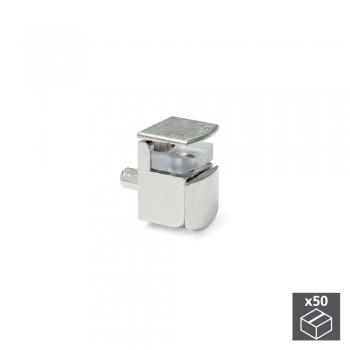 Soporte para estante de cristal, D. 5 mm, Plástico y zamak, Niquelado, 50 ud.