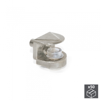 Soporte para estante de cristal, D. 5 mm, Plástico y zamak, Niquelado, 50 ud.