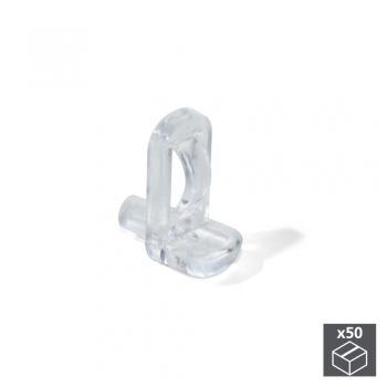 Soporte para estante de cristal, D. 5 mm, Plástico, Transparente, 50 ud.