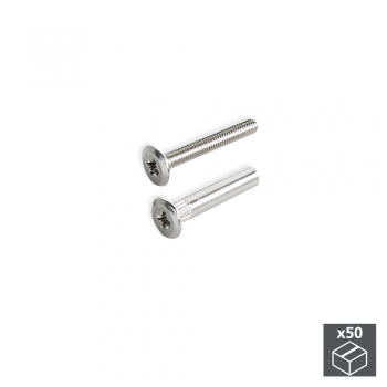 Tornillos, cabeza extraplana, 30 mm + tuercas M4, 50 ud.