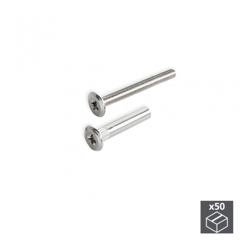 Tornillos, cabeza extraplana, 40 mm + tuercas M4, 50 ud.