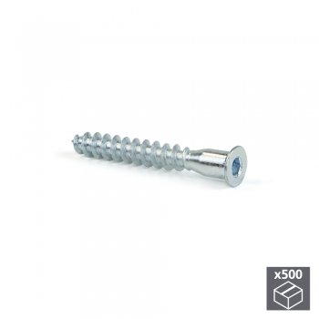 Tornillo autorroscante, cabeza plana Allen, D. 7 mm, 50 mm, Acero, Cincado, 500 ud.