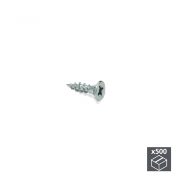 Tornillo autorroscante, cabeza plana Pozidrive, D. 3,5 mm, 30 mm, Acero, Cincado, 500 ud.