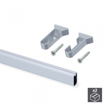 Barra de armario con goma, ovalada, 30x15 mm, 950 mm, Aluminio, Anodizado mate, 2 ud.