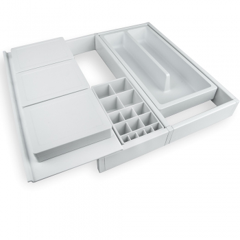 Organizador cajones de baño, regulable 307-402 mm, Plástico, Blanco