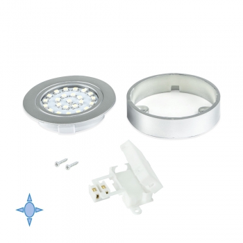 Foco LED con Soporte, D. 65 mm, Luz blanca fría, Plástico, Gris metalizado